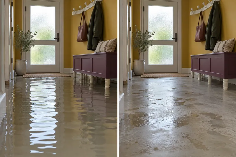 Water Extraction Near Valley Ridge Park — fixed room before and after pooled water removal