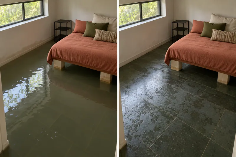 Water Extraction Near Bradford Park — fixed room before and after pooled water removal