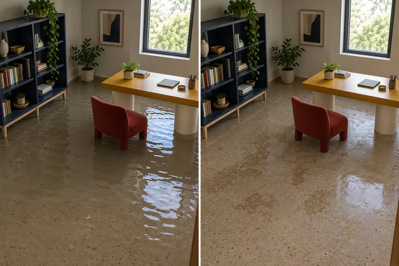 Water Extraction Near Longhorn Park — fixed room before and after pooled water removal