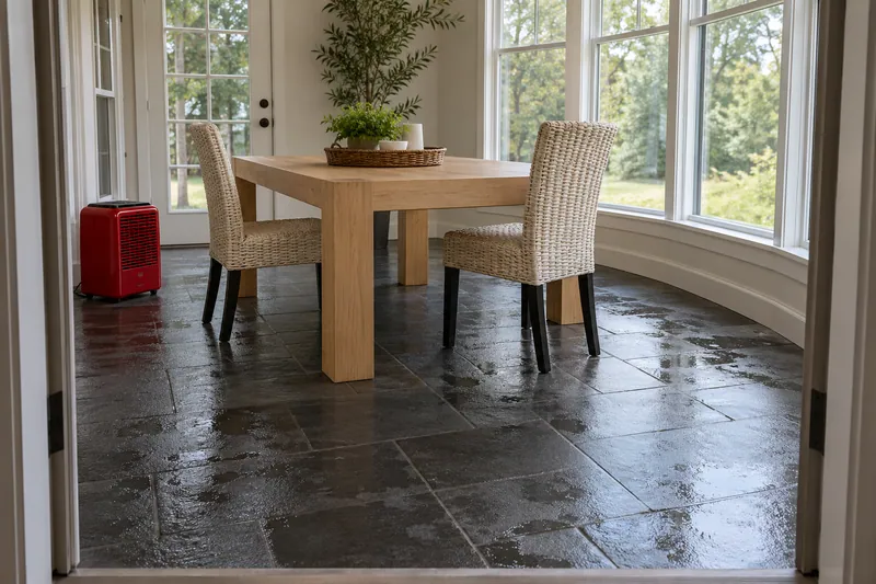 Water Extraction in Cedar Hill — damp porch floor after bulk pickup